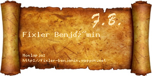Fixler Benjámin névjegykártya